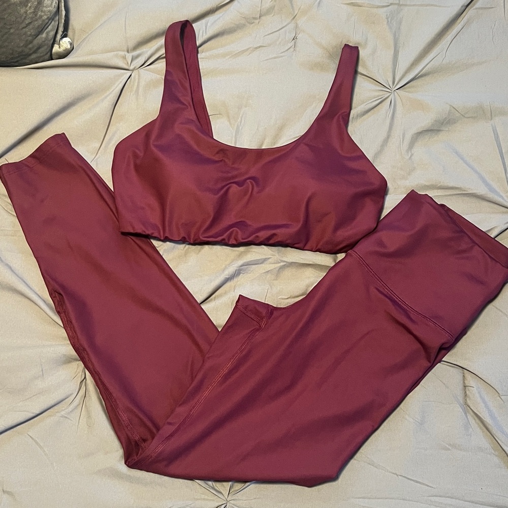 All In Motion Maroon Red High Rise Leggings & Sports-bra Set - Picture 6 of 16
